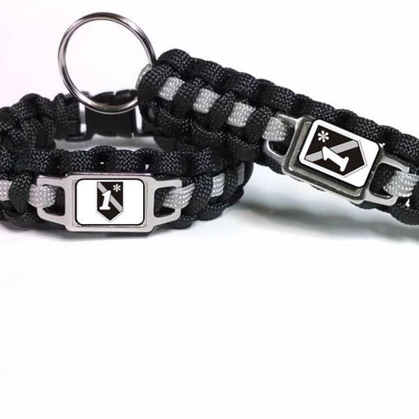 Thin Silver Line 1 asterisk One Ass to Risk Shield Paracord Survival Bracelet and Key Chain Combo Set
