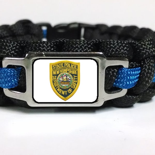 Thin Blue Line New Hampshire NH State Public Safety Highway Patrol Police Trooper Patch Paracord Survival Bracelet