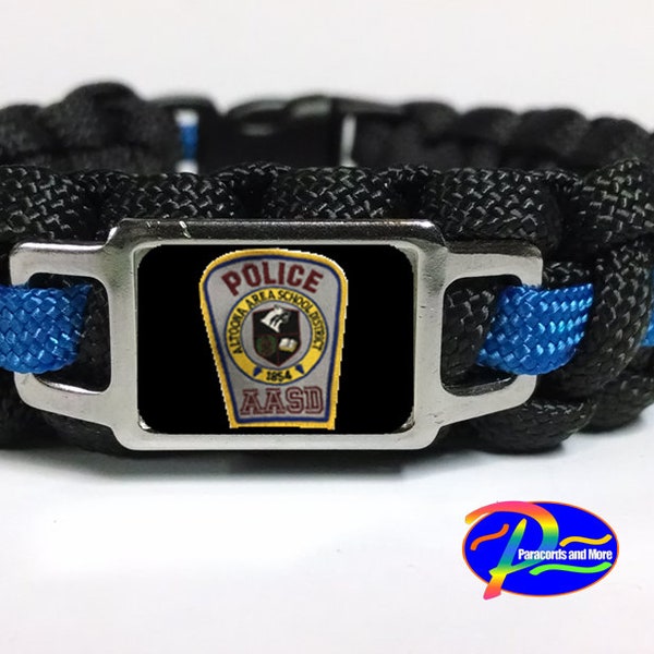 Thin Blue Line Altoona Area School District Pennsylvania Resource officer AASD Patch Paracord Survival Bracelet