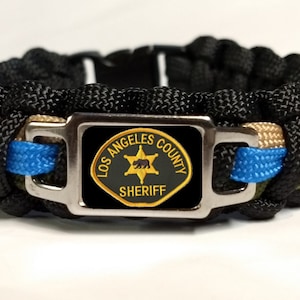 Thin Blue Line Los Angeles County California CA Sheriff&#39;s Office LACSO Patch Badge Star Paracord Survival Bracelet