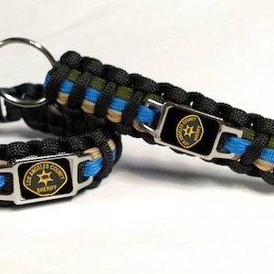 Thin Blue Line Los Angeles County California CA Sheriff&#39;s Office LACSO Patch Badge Star Paracord Survival Bracelet Key Chain Combo Set