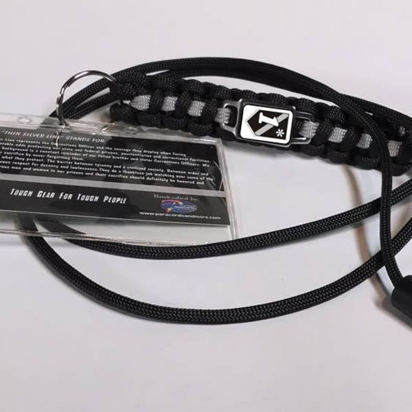 Thin Silver Line 1 asterisk One Ass to Risk Shield Paracord Survival Lanyard