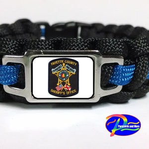 Thin Blue Line Fayette County Alabama AL Sheriff&#39;s Office FCSO Paracord Survival Bracelet