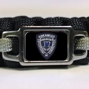 Thin Silver Line Arkansas Department of Corrections ADOC Patch Paracord Survival Bracelet