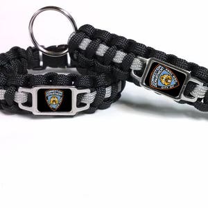 Thin Silver Line New York City Department of Corrections NYCDOC Patch Paracord Survival Bracelet and Key Chain Combo Set
