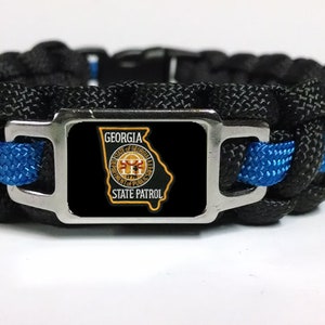 Thin Blue Line Georgia GA State Police GHP GSP Highway Patrol Trooper Patch Badge Paracord Survival Bracelet Keychain Lanyard and Sets