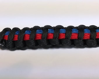 Thin Blue/Red Line &quot;Combined Police, Fire, 911/Public Safety&quot; Paracord Key Chain Fob