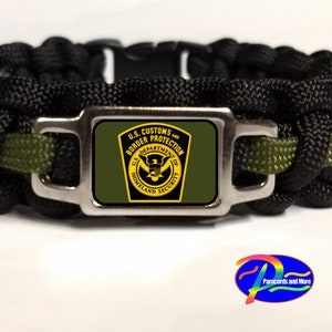 Thin Green Line US Border Patrol Federal Agency USBP Officer Agent Patches Badge Paracord Survival Bracelet