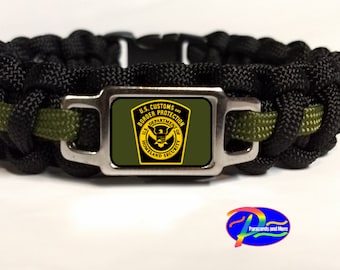 Thin Green Line US Border Patrol Federal Agency USBP Officer Agent Patches Badge Paracord Survival Bracelet