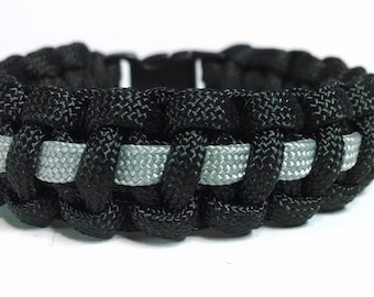 Thin Silver Line Corrections Correctional Officer Paracord Survival  Bracelet
