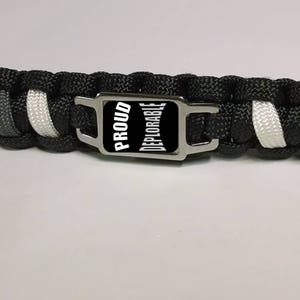 Proud Deplorable Thanks Hillary All Black with White and Gray Slashes Paracord Survival Key Chain