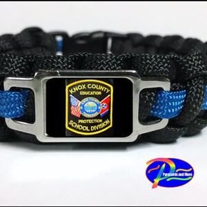 Thin Blue Line Knox County Educational Protection School Division Resource officer KCEPSD Patch Paracord Survival Bracelet
