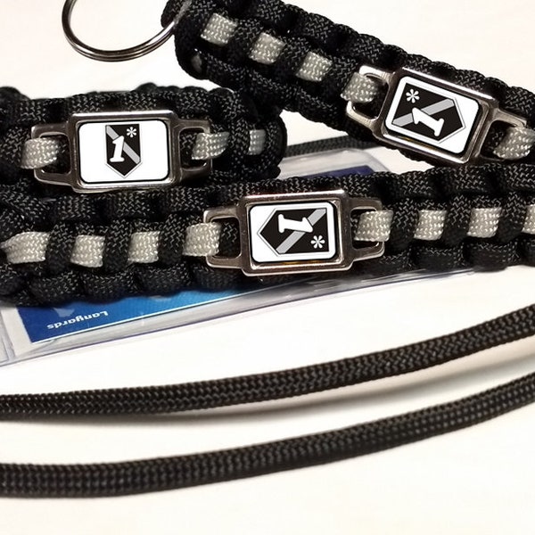 Thin Silver Line 1 asterisk One Ass to Risk Shield Paracord Survival Bracelet and Key Chain, Lanyard Triple Set