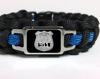 Thin Blue Line Village of Walden New York NY Police Department Paracord Survival Bracelet