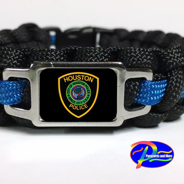 Thin Blue Line Houston Police Department Houston Texas HPD Patch Paracord Survival Bracelet