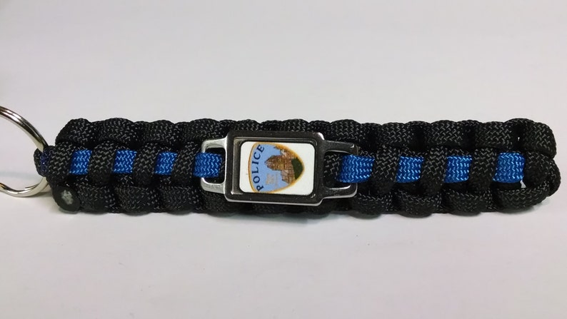 Thin Blue Line Wayne State University Police Department WSPD Patch K9 Subdued Logo Paracord Survival Key Chain image 2