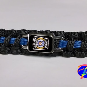 Thin Blue Line Clinton Township TWP Michigan Police Department officer Patch Paracord Survival Key Chain