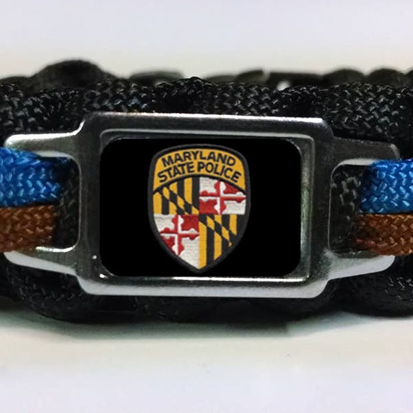 Thin Blue Line "Brown Edition" Maryland MD MSP State Police Patrol Patch Paracord Survival Bracelet