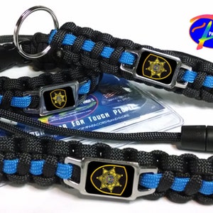 Thin Blue Line Indiana County CO PA Pennsylvania ICSO Sheriffs Office Deputy Paracord Survival Bracelet Keychain Lanyard Triple Set