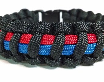 Thin Blue/Red Line &quot;Combined Police, Fire, 911/Public Safety&quot; Paracord Survival Bracelet