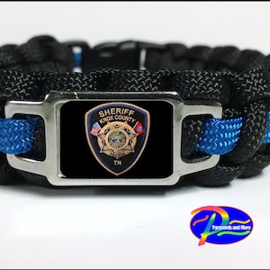 Paracord Survival Bracelet King Cobra Thin Blue Line Police 