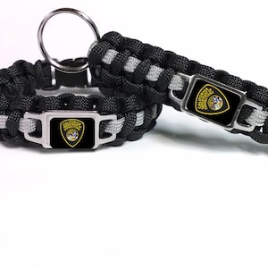 Thin Silver Line California Department of Corrections CDOC Patch Badge Paracord Survival Bracelet and Key Chain Set