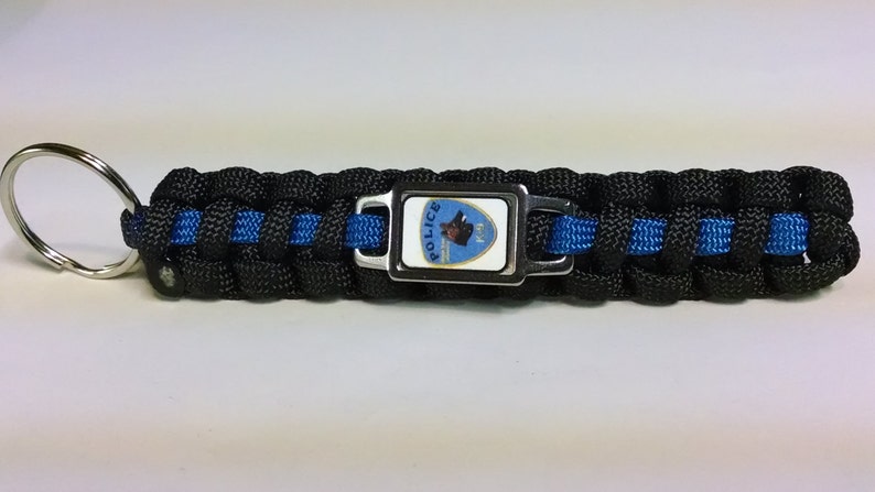 Thin Blue Line Wayne State University Police Department WSPD Patch K9 Subdued Logo Paracord Survival Key Chain image 1