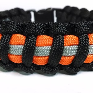 Firefighters Bunker Turnout Gear Paracord Survival Bracelet Safety Orange