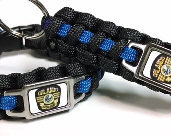 Combo Set Thin Blue Line "Orlando Florida Police Department" OPD Patch Logo Paracord Survival Bracelet