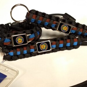 Thin Blue Line Florida FL State Highway Patrol Trooper Patch Badge Paracord Survival Bracelet and Key Chain Lanyard Triple Set