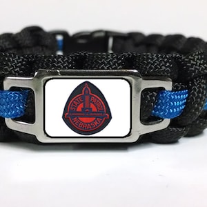 Thin Blue Line Nebraska NE State Highway Patrol Police Trooper Patch Paracord Survival Bracelet