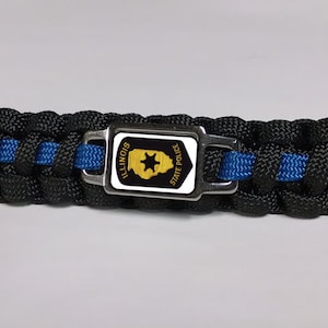 Thin Blue Line Illinois IL State Highway Patrol Trooper Patch Paracord Survival Key Chain