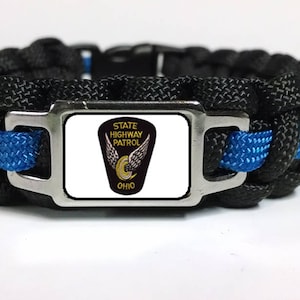 Thin Blue Line Ohio OH OSP State Highway Patrol Trooper Patch Paracord Survival Bracelet