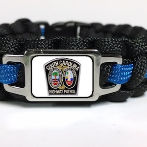 Thin Blue Line South Carolina SC SCSP State Highway Patrol Trooper Patch Paracord Survival Bracelet Key Chain Lanyard and Sets