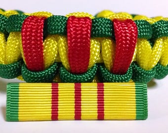 Vietnam War Campaign Service Ribbon/Medal Paracord Survival Bracelet