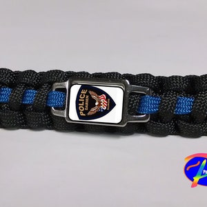 Thin Blue Line Darien IL Illinois DPD Police Department Officer Patch Badge Paracord Survival Key Chain