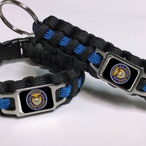 シンブルーライン オレゴン州ハイウェイパトロール トルーパーパッチ パラコード サバイバルブレスレットとキーチェーンコンボセット