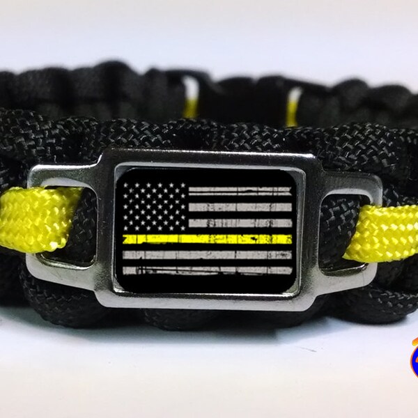 Tow Lives Matter Thin Yellow Line SDMO Law American Flag Paracord Survival Bracelet Key Chain Lanyard and Sets