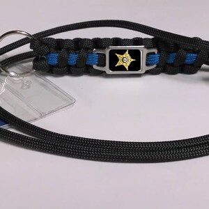Thin Blue Line Franklin County IL Sheriff&#39;s Office Department FCSO Badge Patch Paracord Survival Lanyard