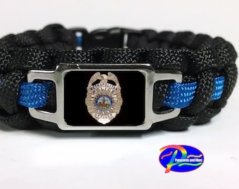 Thin Blue Line Nashville Metropolitan Police Department Badge Patch Paracord Survival Bracelet