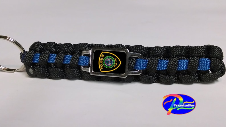 Thin Blue Line Houston Police Department Houston Texas HPD Patch Paracord Survival Keychain