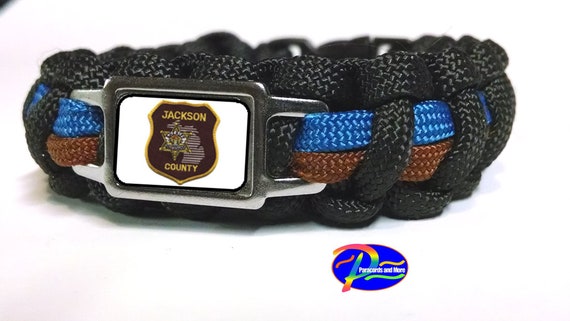 Thin Blue Line Sheriff's Edition Jackson County Michigan MI Sheriff's Office JCSO Paracord Survival Bracelet