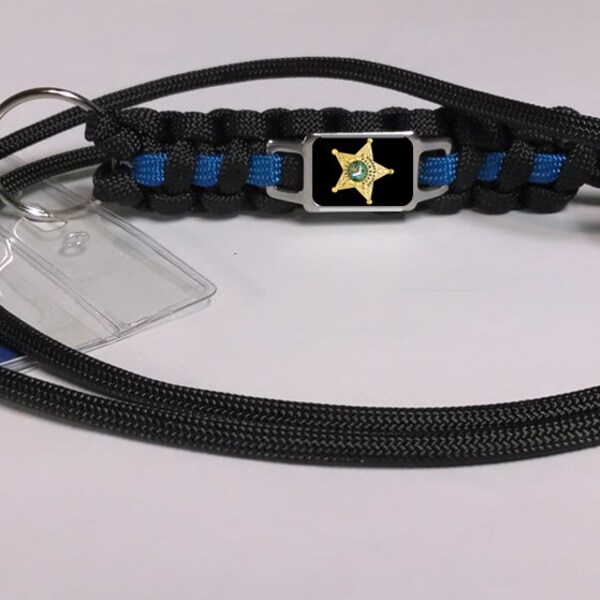 Thin Blue Line Palm Beach County Florida FL Sheriff's Office Deputy PBCSO Paracord Survival Lanyard