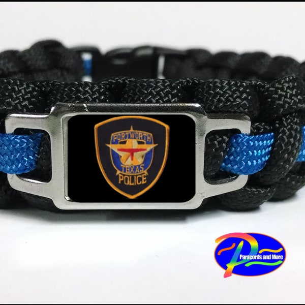 Thin Blue Line Fort Worth TX DFW Patch FWPD Paracord Survival Bracelet Key Chain Lanyard or Sets