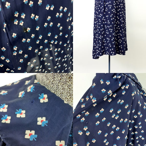 Vintage 30s 40s Geometric Orchid Print Rayon Dres… - image 9