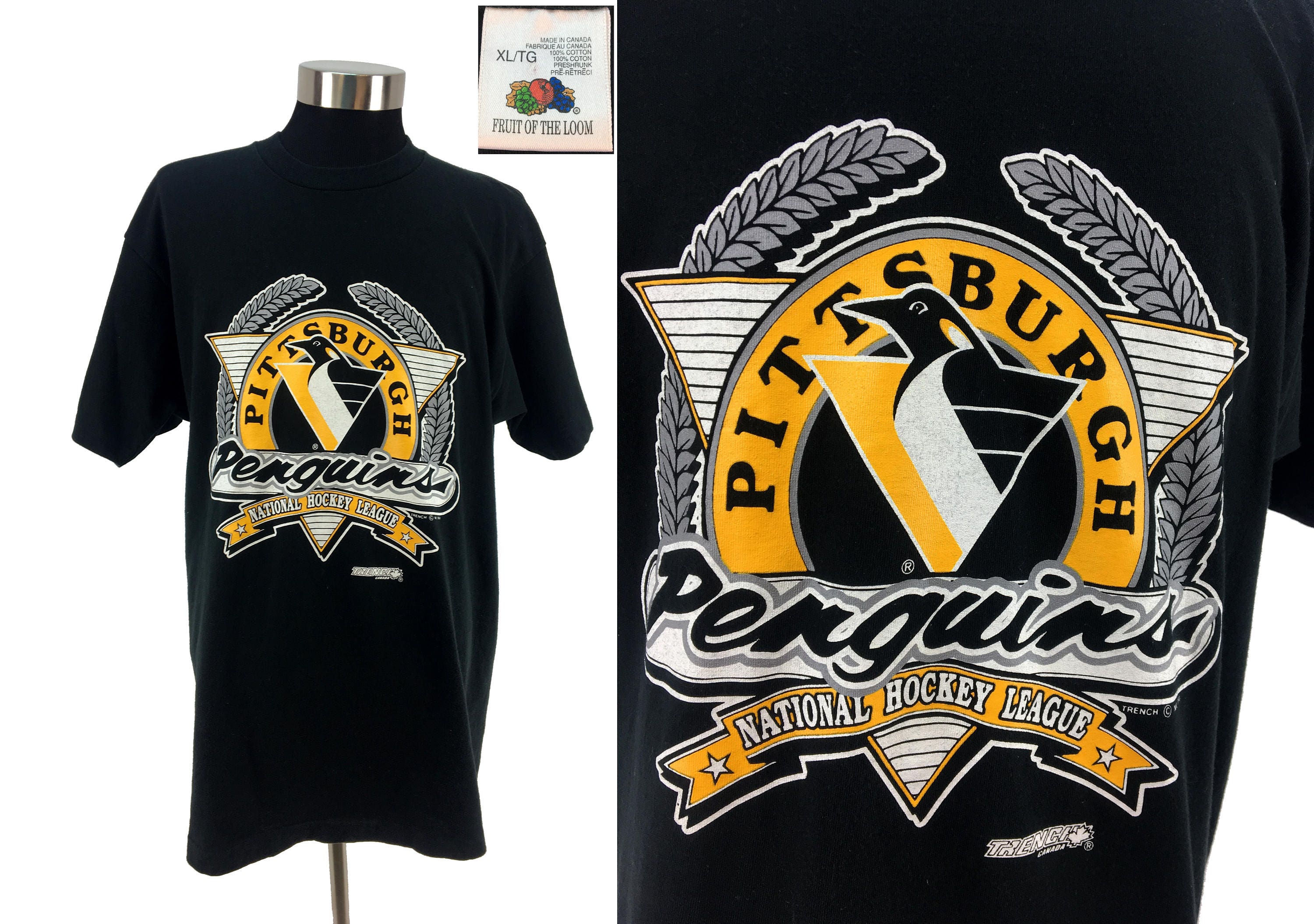 Vintage 1991 Pittsburgh Penguins T-Shirt XL // NHL // Hockey | Etsy