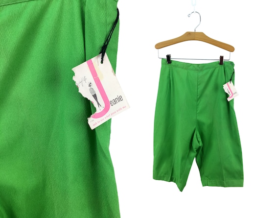 Vintage 60s Jeanies Lime Green High-Waist Bermuda