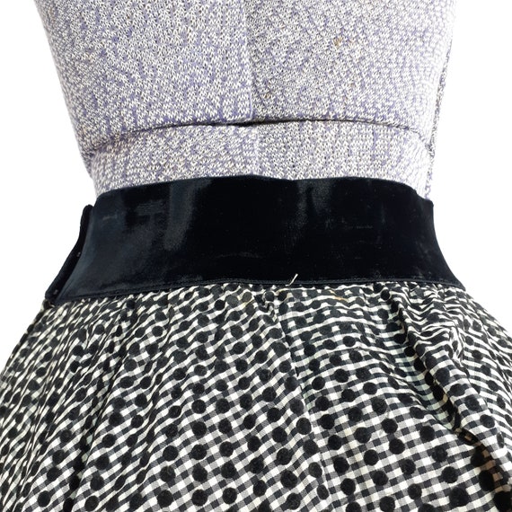 Vintage 50s Black & White Gingham Taffeta Skirt W… - image 4