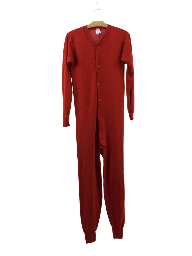 Vintage 70s 80s Cherry Red Union Suit with DropSeat MEDIUM Etsy