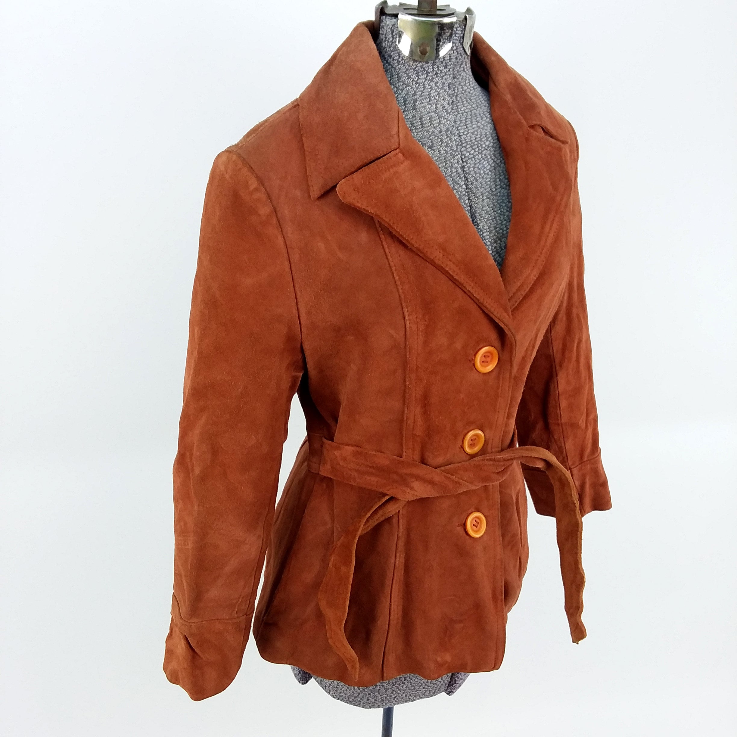 Vintage 60s Rust Brown Leather Jacket Made in Uruguay SMALL - Etsy